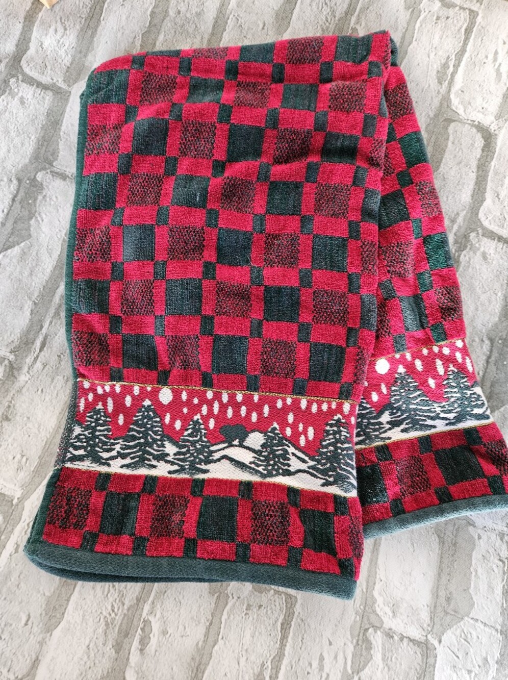 Christmas Trees And Plaid Red And Green Oversized Hand Towel
